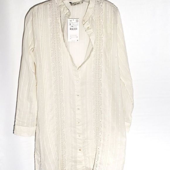 Zara Tops - NWT Zara Basics 100% Cotton Lace Tunic
